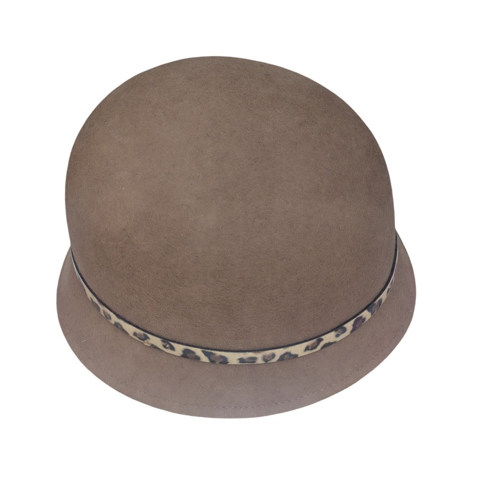 Vintage Style 100% Wool Cloche Hat Brown Feather Flower Flapper RN17730 - Picture 4 of 5